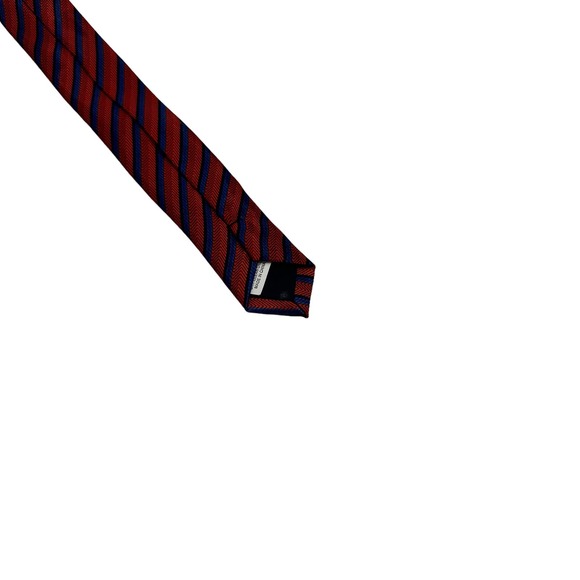 VIBRANT RED BLUE DIAGONAL STRIPED ALL OVER PRINT MEN’S TIE - Picture 5 of 5